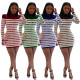 Female Bodycon Long Sleeves Leisure Letters Wrap Dress W8233