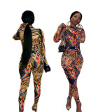 Hot Sale Multicolor Geometry Printing Bodycon Jumpsuit YM8057