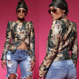 Unique Camouflage Leather Women Jacket BN9138