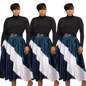 Casual Colorblock Long Ankle Skirts SMD5805