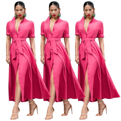 Bandage Women Solid Half Sleeveless Long Dress SDD9113