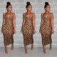 Slim Bodycon Leopard Printing Strappy Dress For Lady SN3631