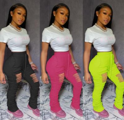 Fashionable women's solid color temperament casual mid-waist pleated micro-flare pants YLY075