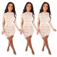 Euramerican Sequins Round Neck Mesh Bodycon Dress MA6231
