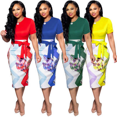 Elegant Christmas Print Short Sleeve Women Dress X9101