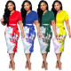 Elegant Christmas Print Short Sleeve Women Dress X9101