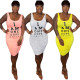 Wholesale Sleeveless Letters Print Pleated Dress AMM8145