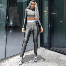 Long-sleeved T-shirt trousers line yoga suit women  S971016A