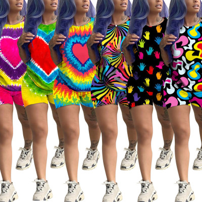 Casual Tie-Dye 2 Pieces Colorful Outfits For Daily Wear MA6211