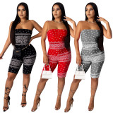 Sexy Printed Strapless Round Neck Jumpsuit NK133
