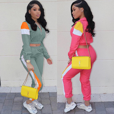 Hot Sale Color Block Sport Outfits For Women LD8274