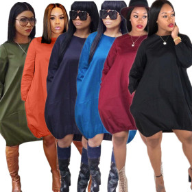 Casual Solid Oversize T Shirts Dress HG5128