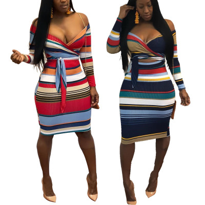 Long Sleeves Off Shoulder Midi Dress WY6486