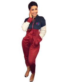 New Zipper Jumpsuit Color Patchwork HM6047