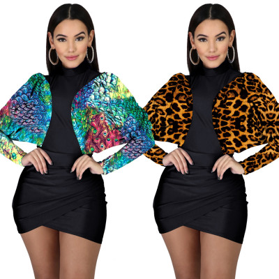 Factory Price Women Printing Batwing Sleeve Mini Dress QQM3924