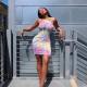 Slim Sexy Clubwear Colorful Printed Condole Belt Dress DMM8067