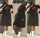 Casual Ruffle Midi Black T Shirt Dress S6105