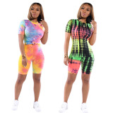 Running Casual Short Sleeve Printing Female Outfits QQM3996