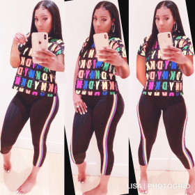 Two sets of women's suits printed with English letters MN8029