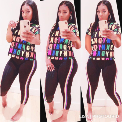 Two sets of women's suits printed with English letters MN8029