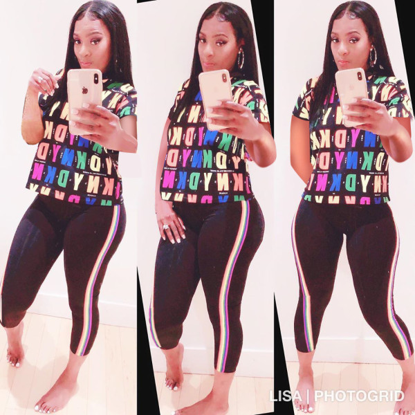 Two sets of women's suits printed with English letters MN8029