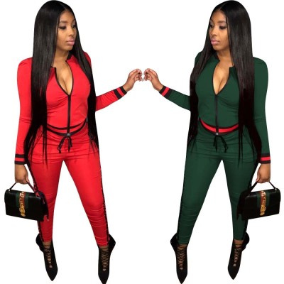 Sport Lady Suits Zipper Coat Elatic Waist Slinky Pants OEP5295