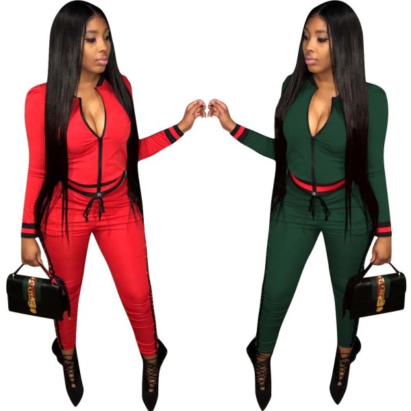 Sport Lady Suits Zipper Coat Elatic Waist Slinky Pants OEP5295