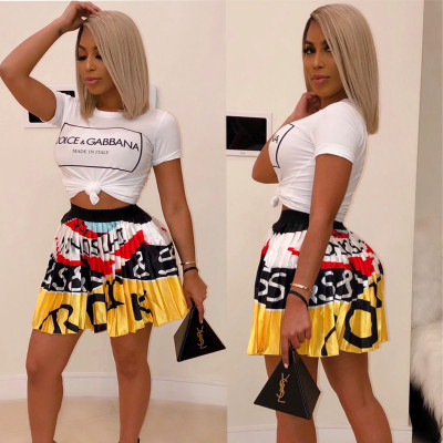Sexy women's hot sexy printed pleated skirt SFYZ022