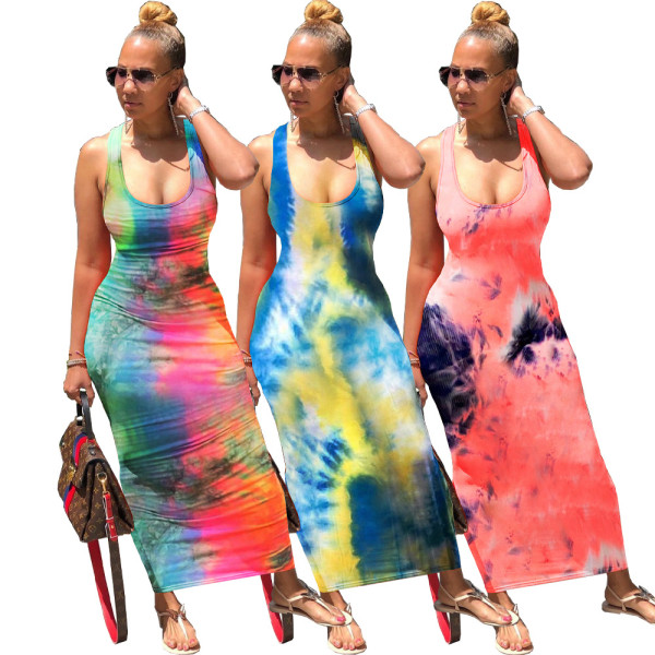 Tie-dye back strap dress YT3220
