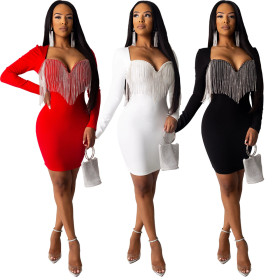 Euramerican Bodycon Autumn Winter Tassel Wrap Dress CCY8171