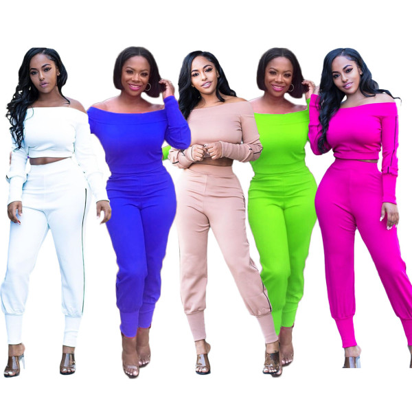 Flat Shoulder Top Tight Leggings 5 Colors Autumn Outfits HHM6153