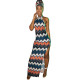 Sexy Women Split Printing Sleeveless Long Dress DN8173