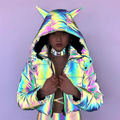 Autumn stand collar long-sleeved short hooded anti-color light loose cotton clothing C971057A
