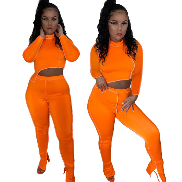 Long sleeve new hit color sports and leisure two-piece suit MY9705
