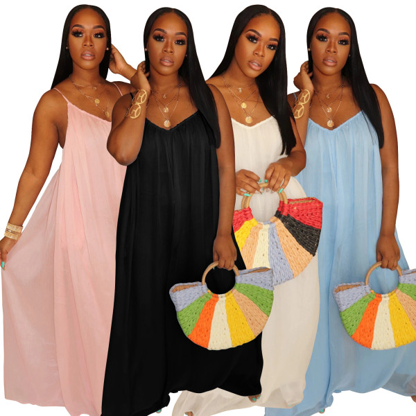 Sexy hot chiffon strap V-neck jumpsuit SMR9582