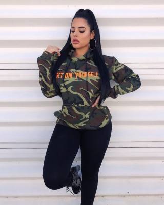 Wholesale Camouflage Leisure Long Sleeved Letters Hoodie SMD7027