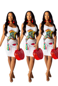 Factory Price Slim Bodycon Printing Sleeveless Dress AMM8174