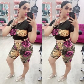 Reasonable Price Flower Printing Two Pieces Short Sets MR192