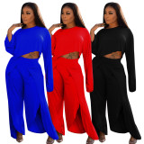 Irregular Female Comfy Plain Color Loose Sets For Wholesale A8524