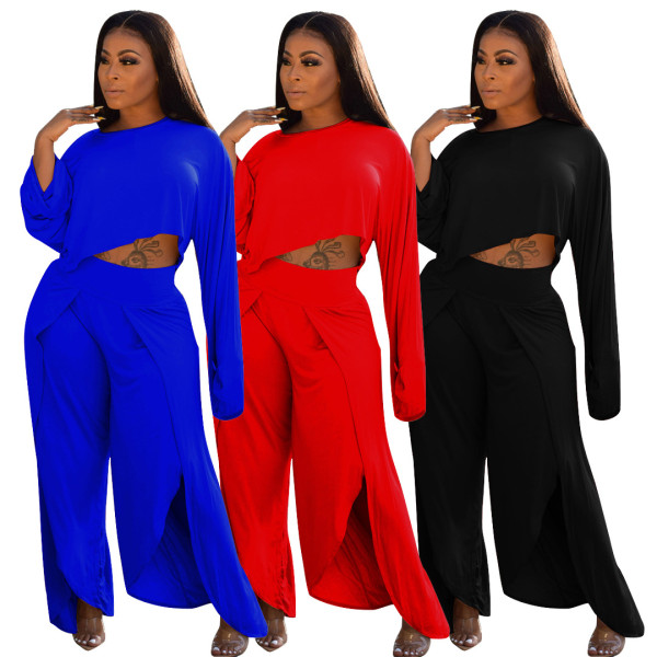 Irregular Female Comfy Plain Color Loose Sets For Wholesale A8524