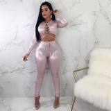 Bandage Crop Tops Slim Pants Sequins Sets W8131