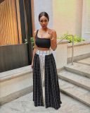 Casual Loose White & Black Checks Straight Trousers N9052