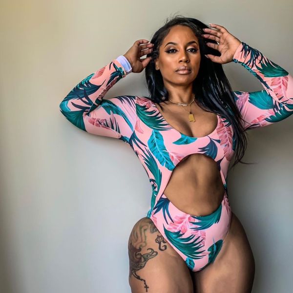 Irregular Printing One-Piece Long Sleeves Swimwear LD8383