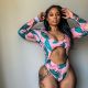 Irregular Printing One-Piece Long Sleeves Swimwear LD8383