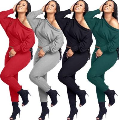 Casual Solid Color Round Neck Long Sleeves Top With Drawstring Zipper Trousers Two Piece Sets OMY809