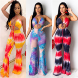 Sexy slim tie printed jumpsuit LS6346