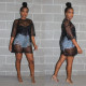 Hot Sexy See Through Black Half Sleeve Mesh Mini Dress K8796