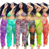 Sexy Tie Dye Printed Bikini With Ruffled Pants Plus Size Two Piece Set ONY3592