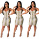 Cheap Snake Print Bandage Sleeveless Bodycon Dress CY1122
