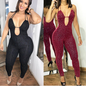 Wholesale Fashion Backless Sexy Sleeveless Tight Jumpsuit L0225